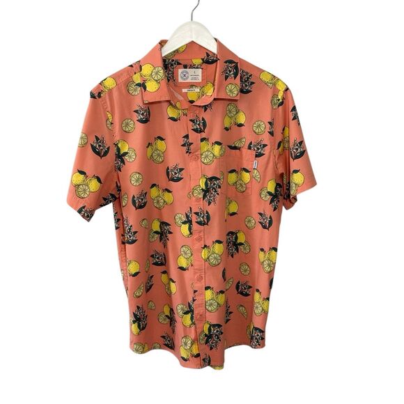 Hurley orange Hawaiian shirt with lemon motif - L - Picture 1 of 7